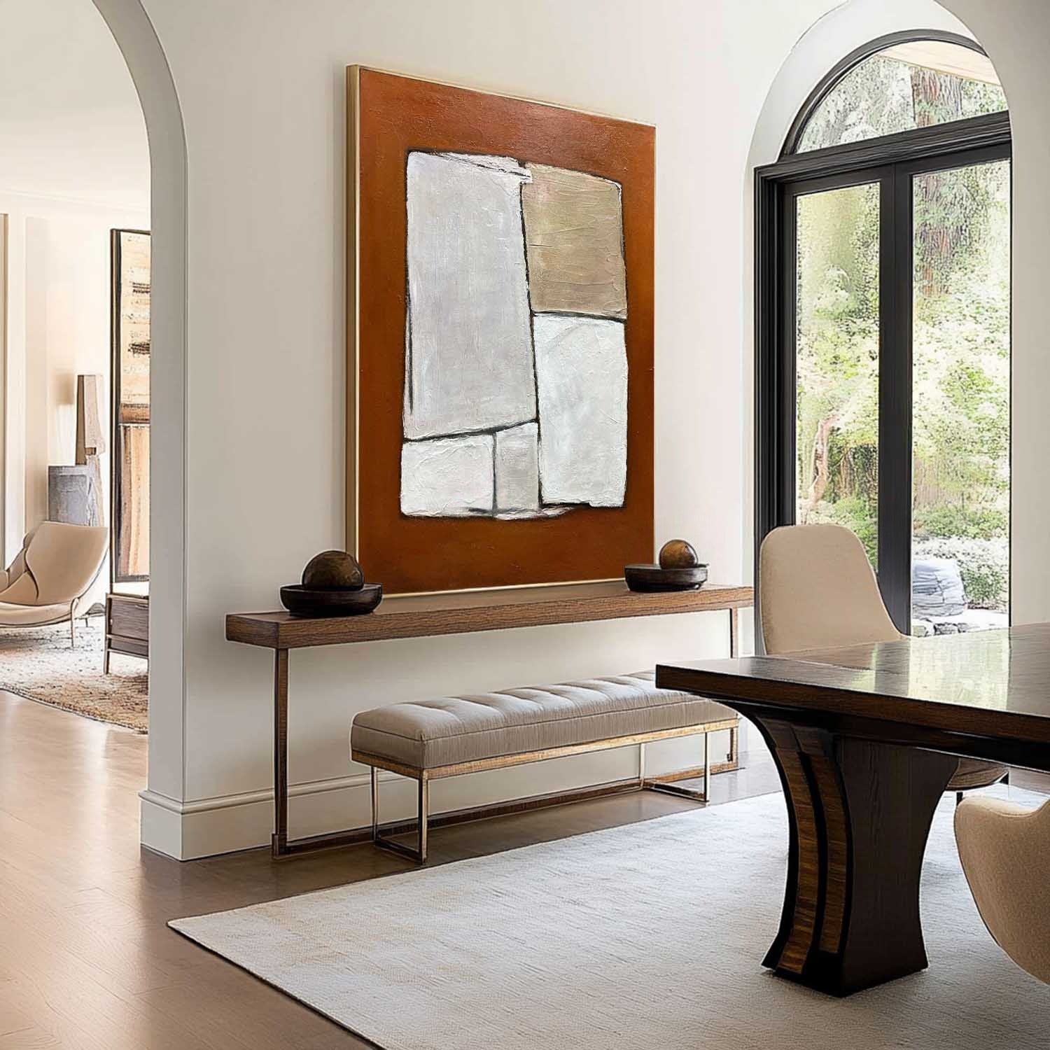 Wall Art Minimalist Geometric Block Brown - Neutralighting