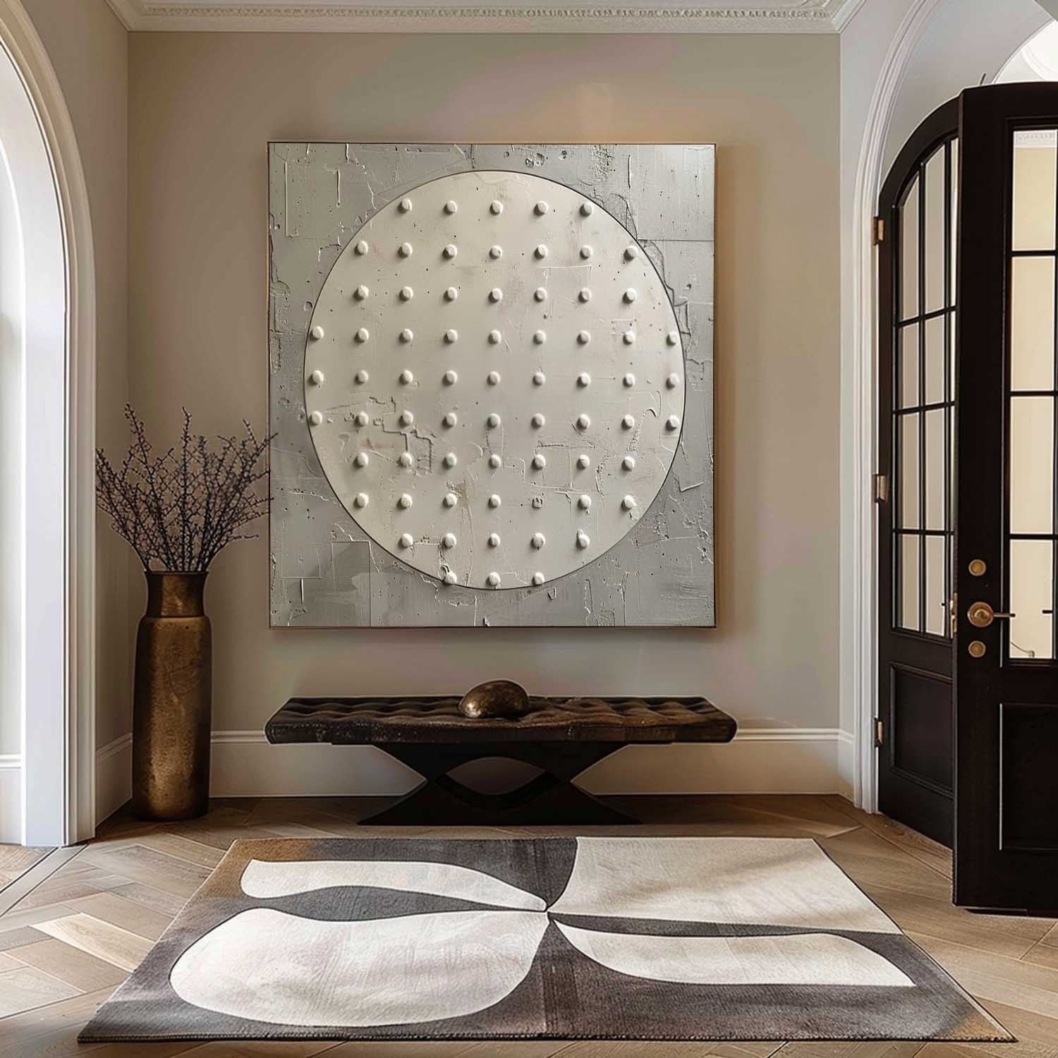 Wall Art Minimalist Circular Dotted Relief - Neutralighting