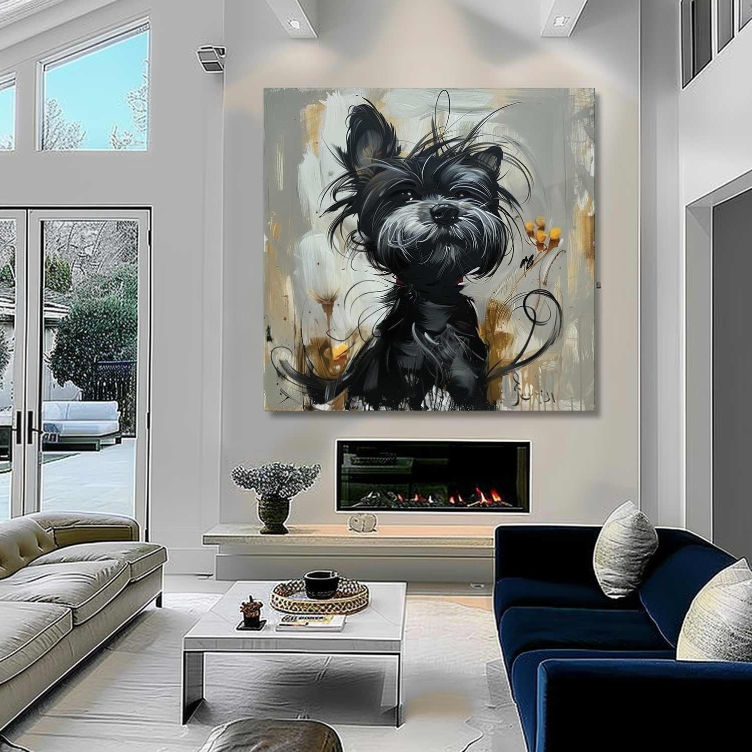 Wall Art Textured Black Terrier - Neutralighting
