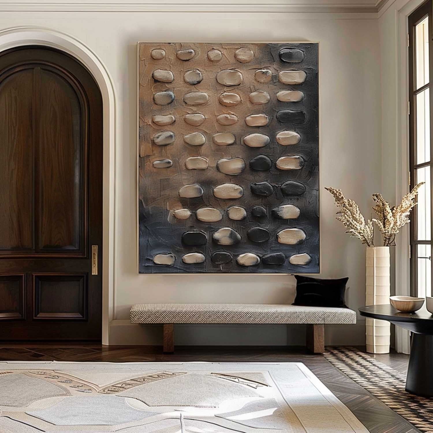 Wall Art Vertical 3D Pebble Painting - Neutralighting