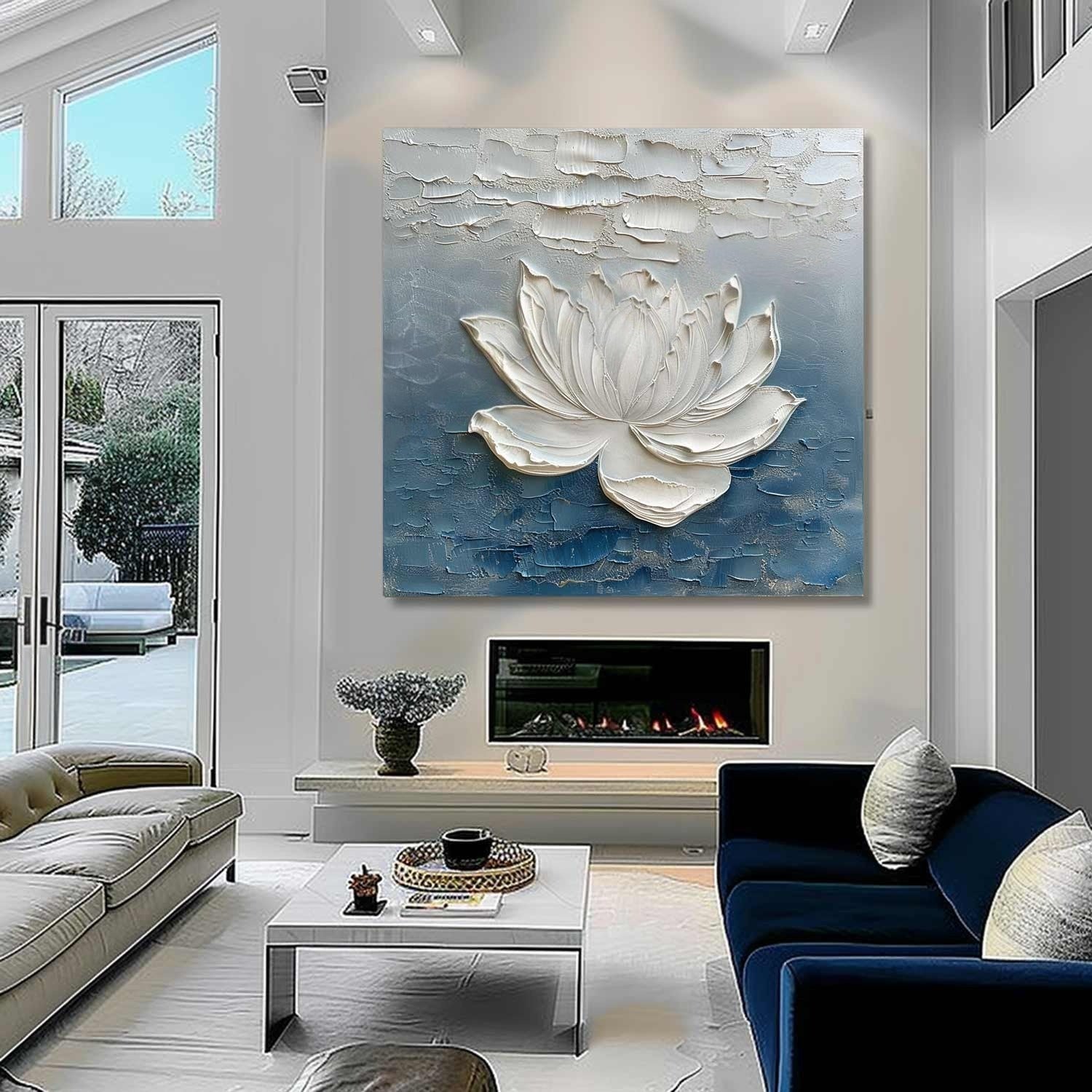 Wall Art 3D Lotus Flower Oil Painting - Neutralighting