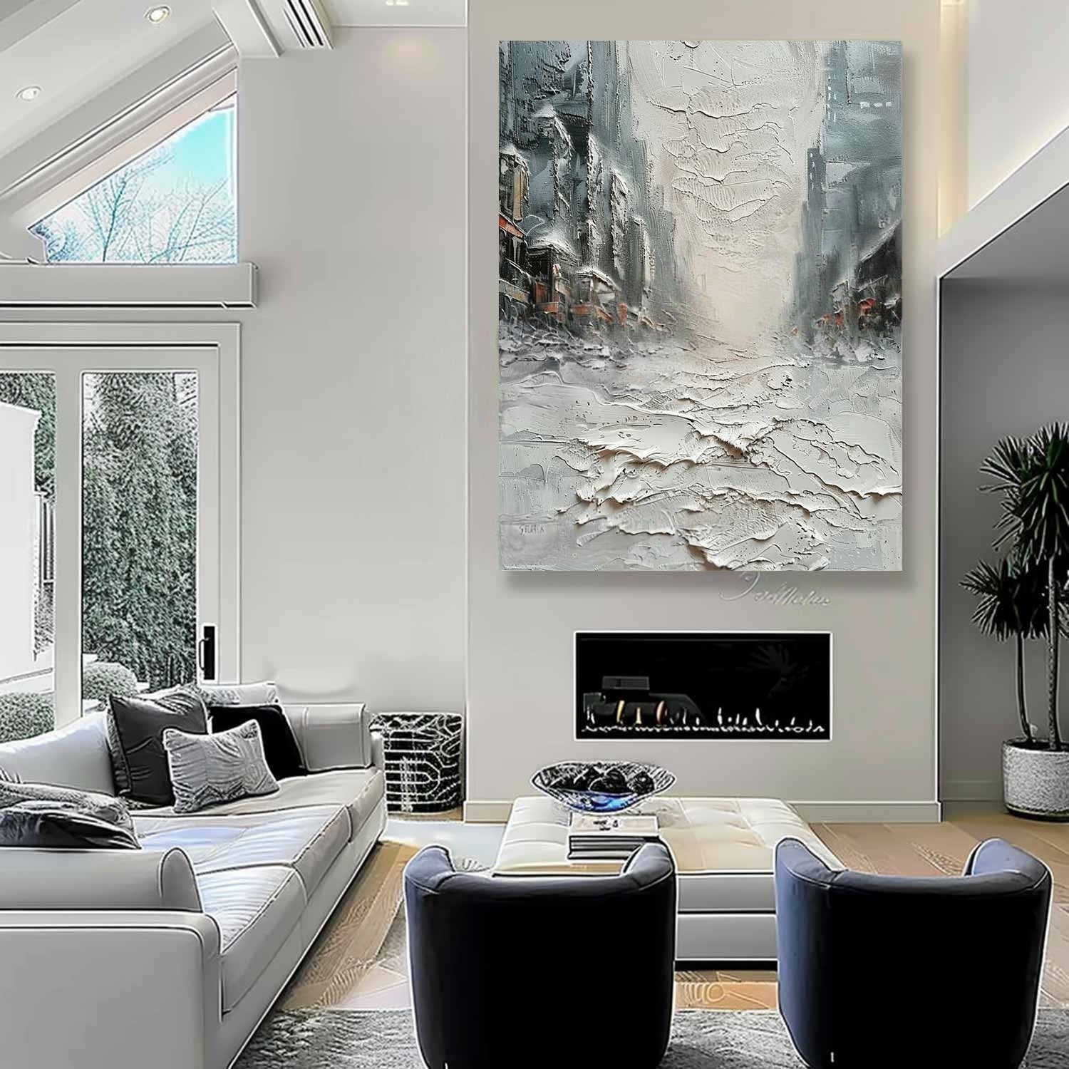 Wall Art Impasto Urban Street Painting - Neutralighting