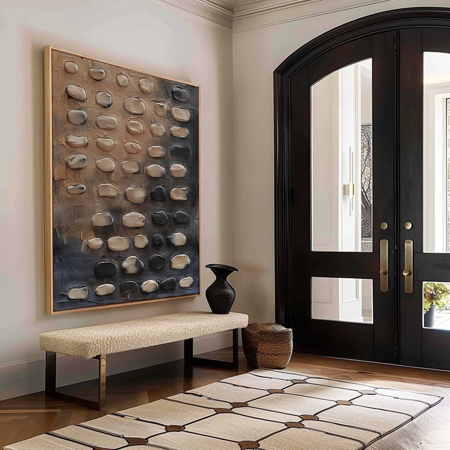 Wall Art Vertical 3D Pebble Painting - Neutralighting