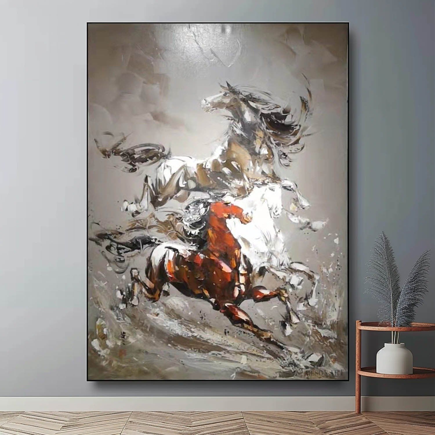 Wall Art Vertical Hyperrealism Galloping - Neutralighting
