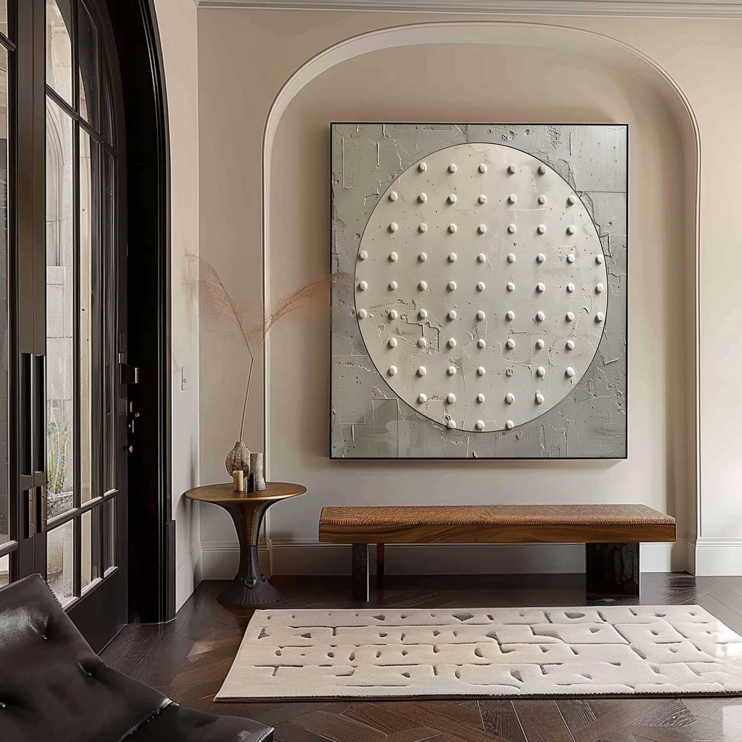 Wall Art Minimalist Circular Dotted Relief - Neutralighting