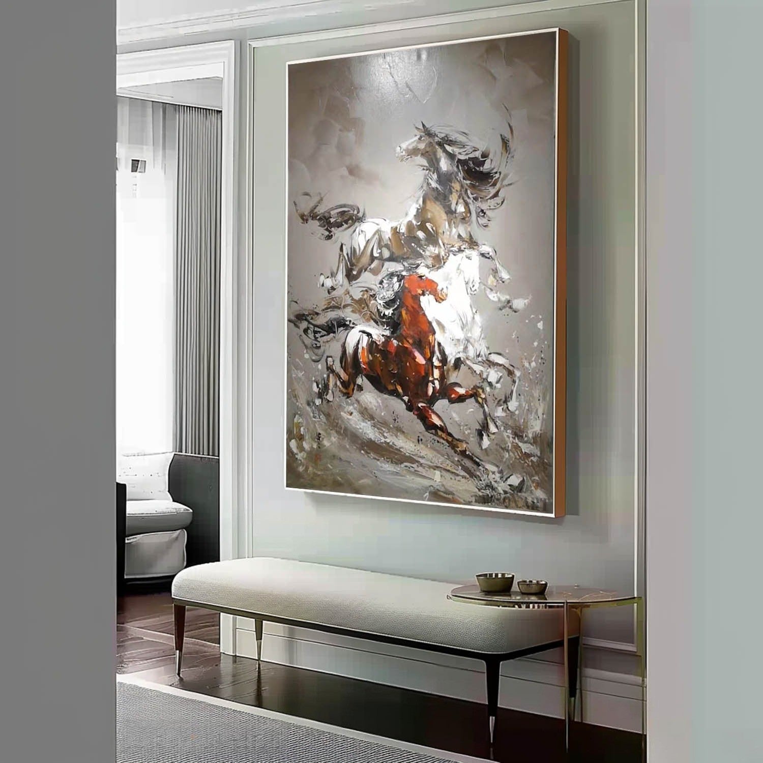 Wall Art Vertical Hyperrealism Galloping - Neutralighting