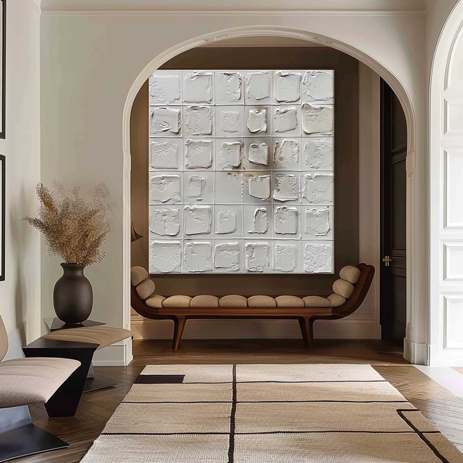 Wall Art Neutral Grid Textured Relief - Neutralighting