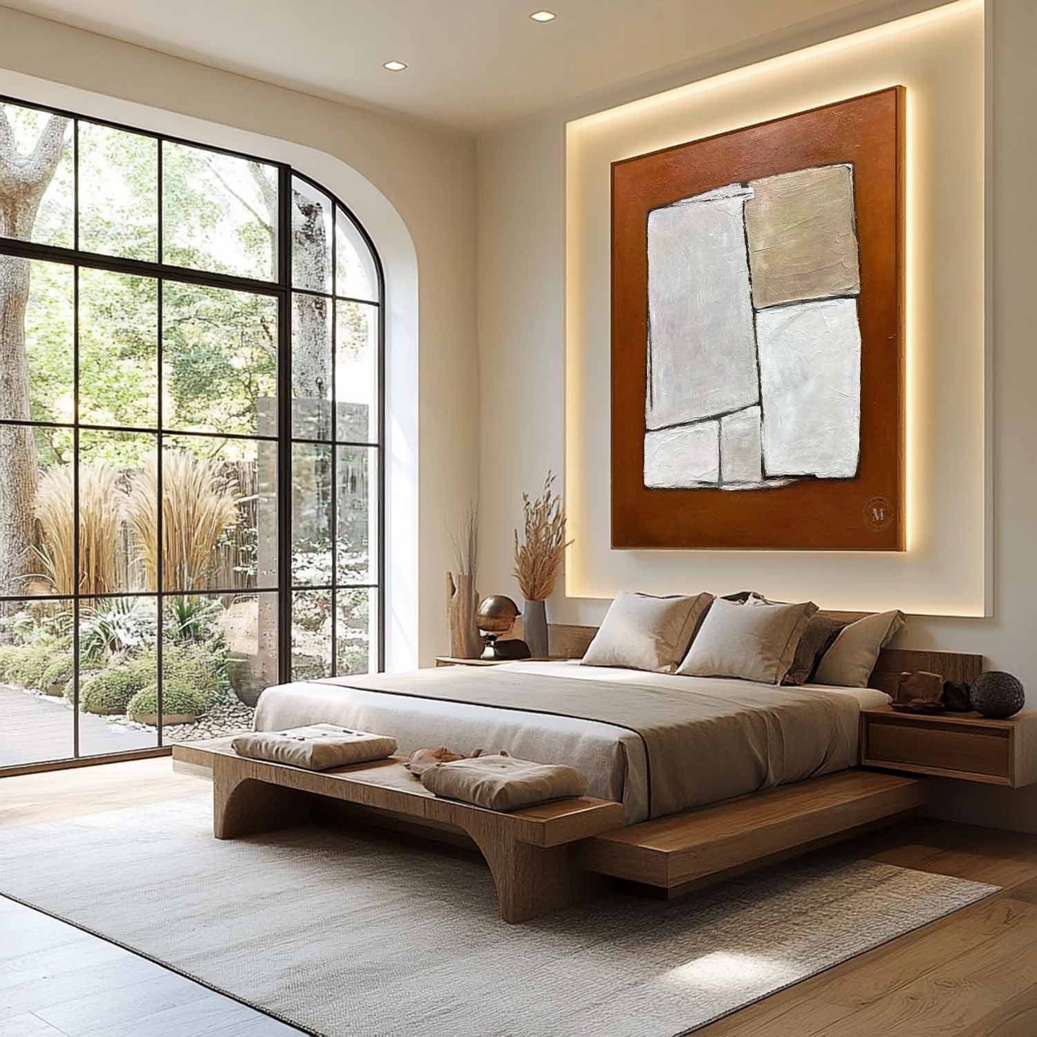 Wall Art Minimalist Geometric Block Brown - Neutralighting