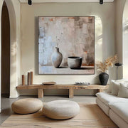 Wall Art Square Wabi-Sabi Still Life Painting - Neutralighting