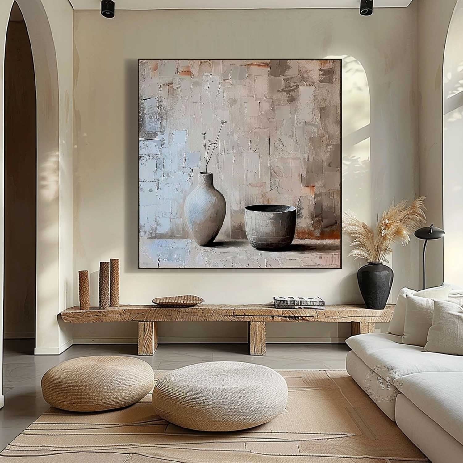 Wall Art Square Wabi-Sabi Still Life Painting - Neutralighting