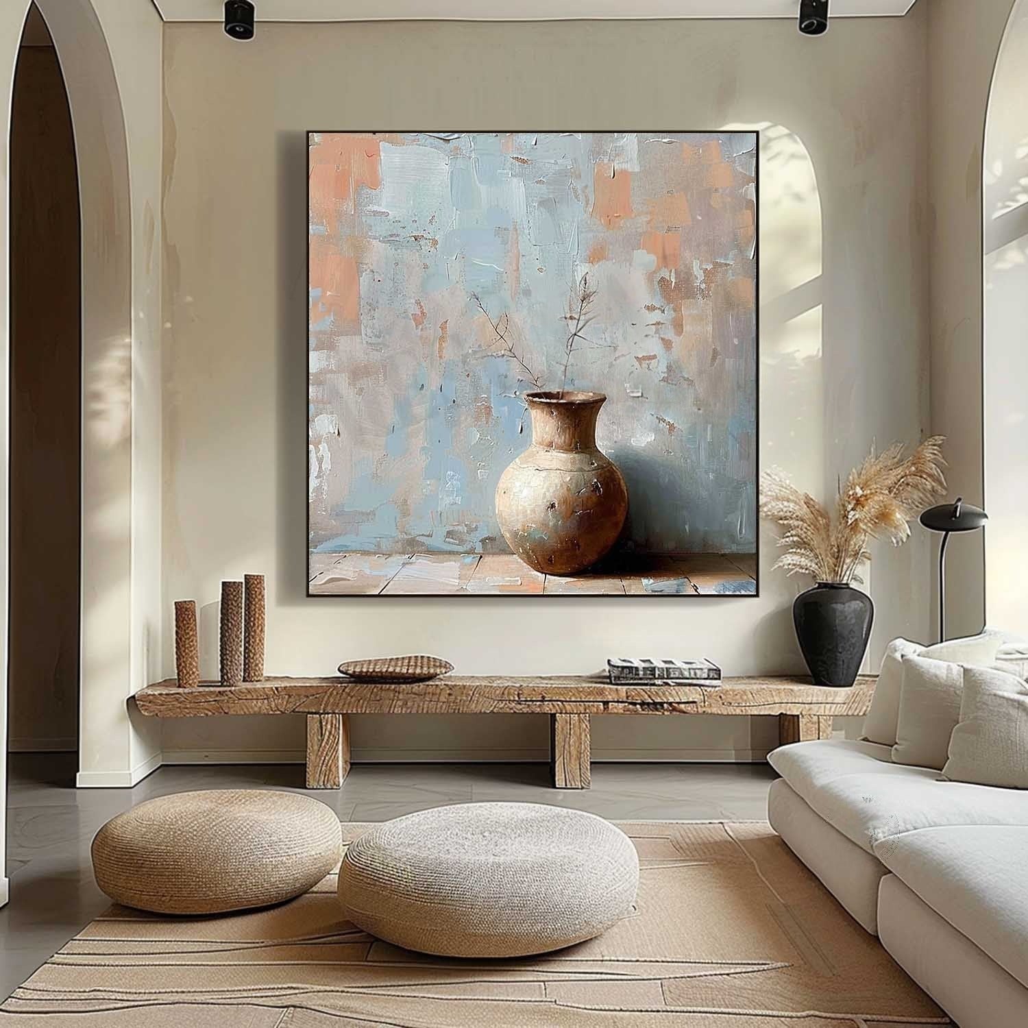 Wall Art Rustic Vase Still Life Impasto - Neutralighting