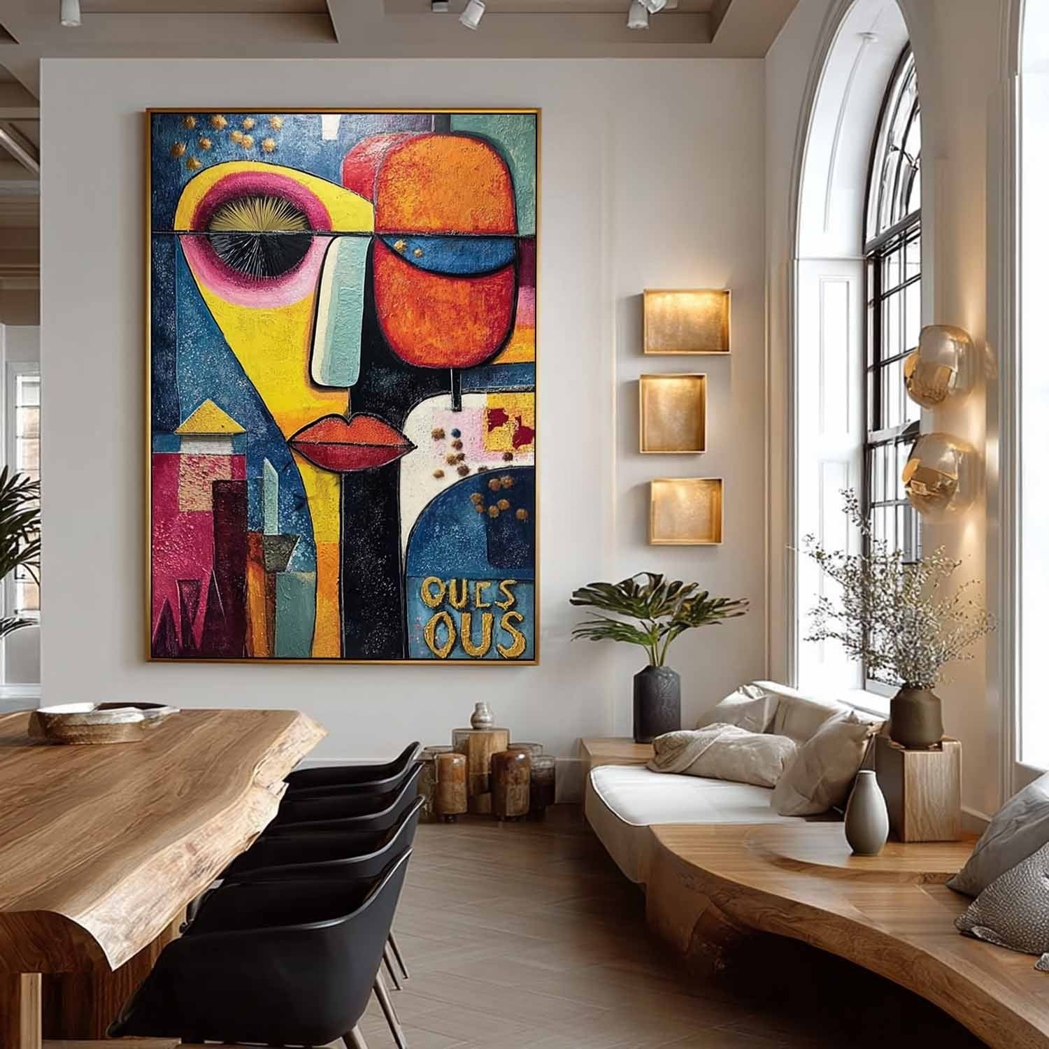 Cubist Abstract Dual Faces Painting - Neutralighting
