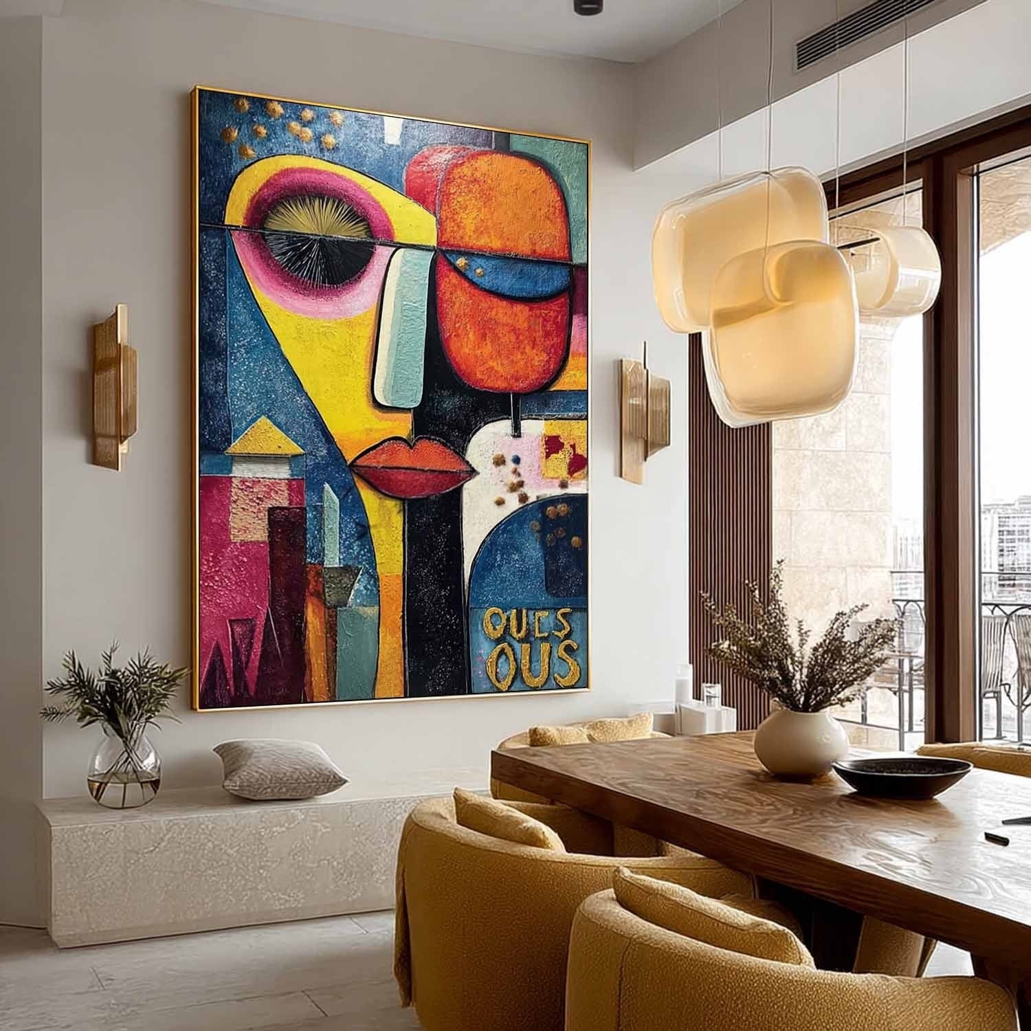 Cubist Abstract Dual Faces Painting - Neutralighting