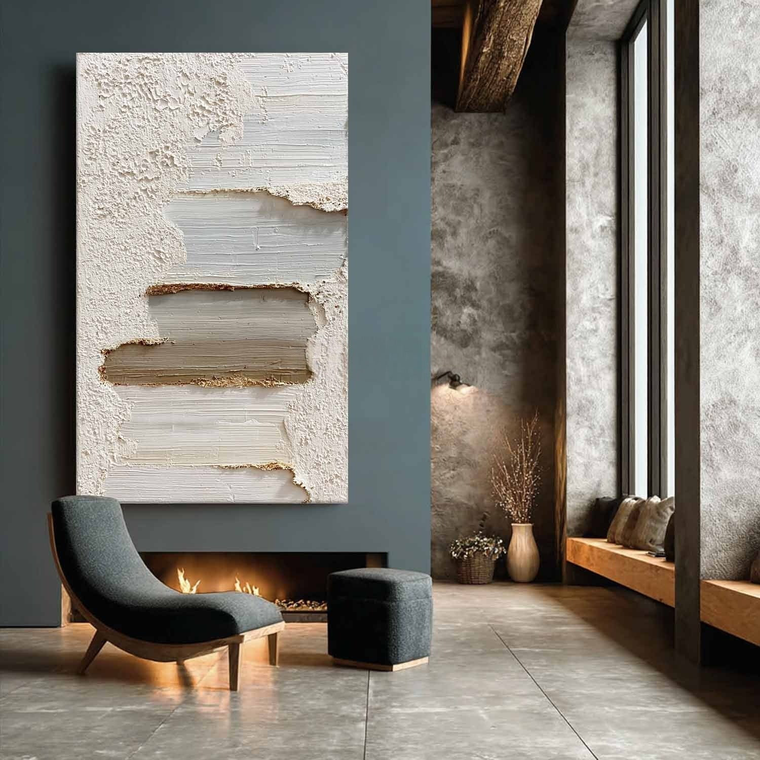 Wall Art Vertical 3D Impasto Gradient - Neutralighting