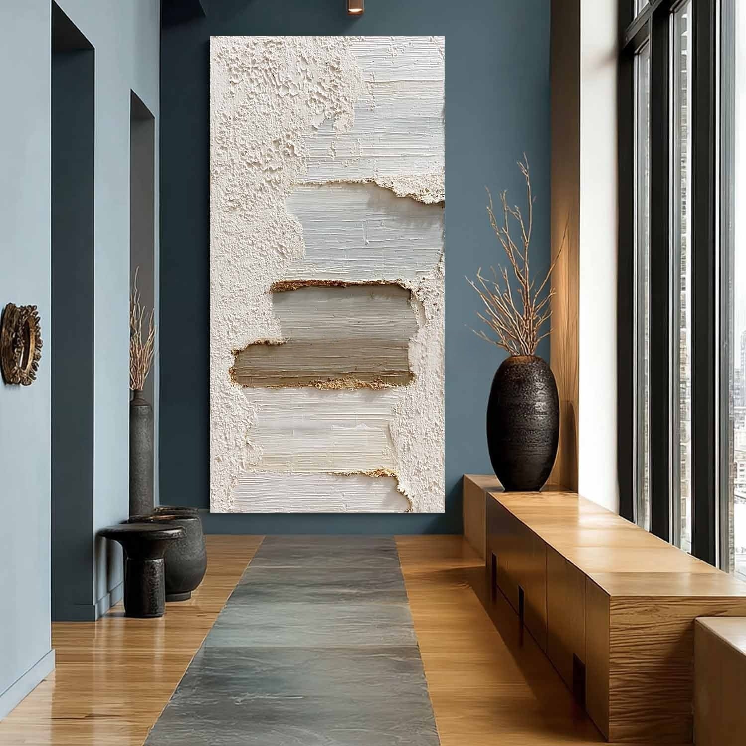 Wall Art Vertical 3D Impasto Gradient - Neutralighting