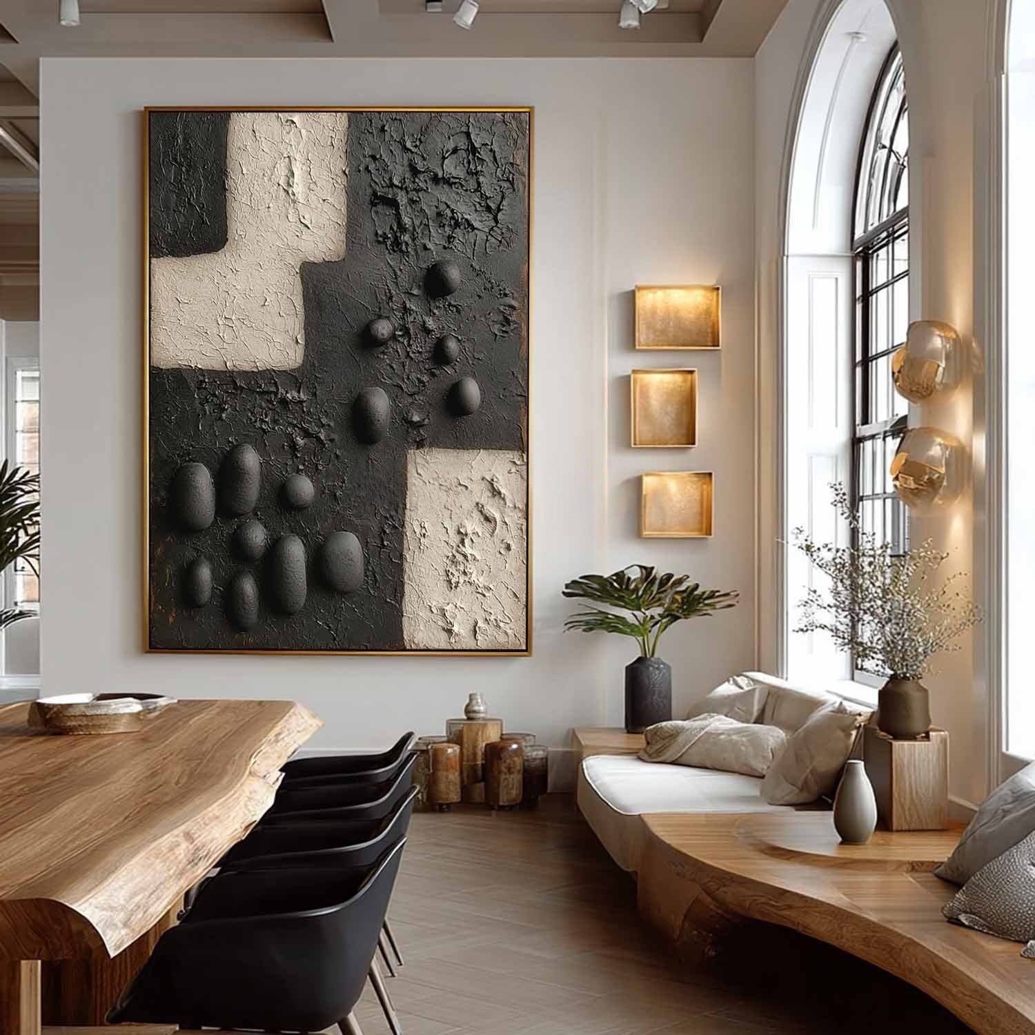 Wall Art Vertical 3D Geometric Pebble - Neutralighting