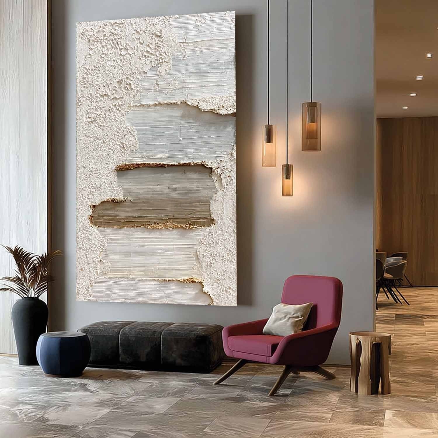 Wall Art Vertical 3D Impasto Gradient - Neutralighting