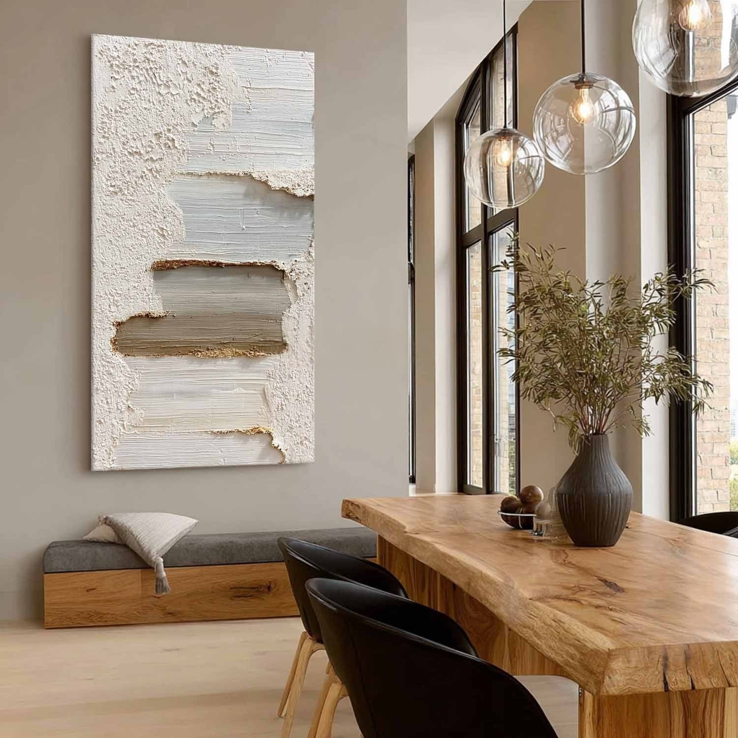 Wall Art Vertical 3D Impasto Gradient - Neutralighting