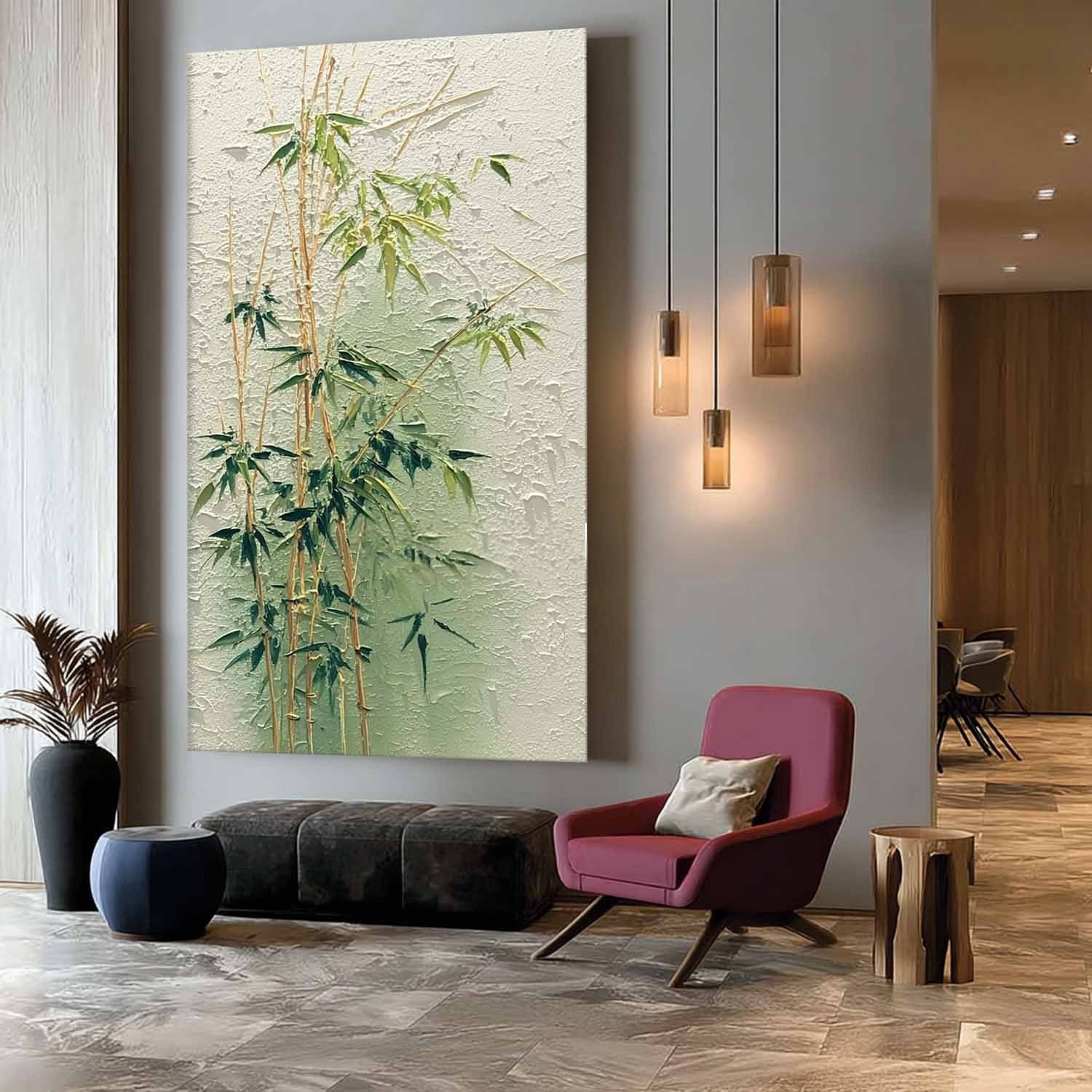 Elegant Bamboo Forest 3D Impasto Painting - Neutralighting