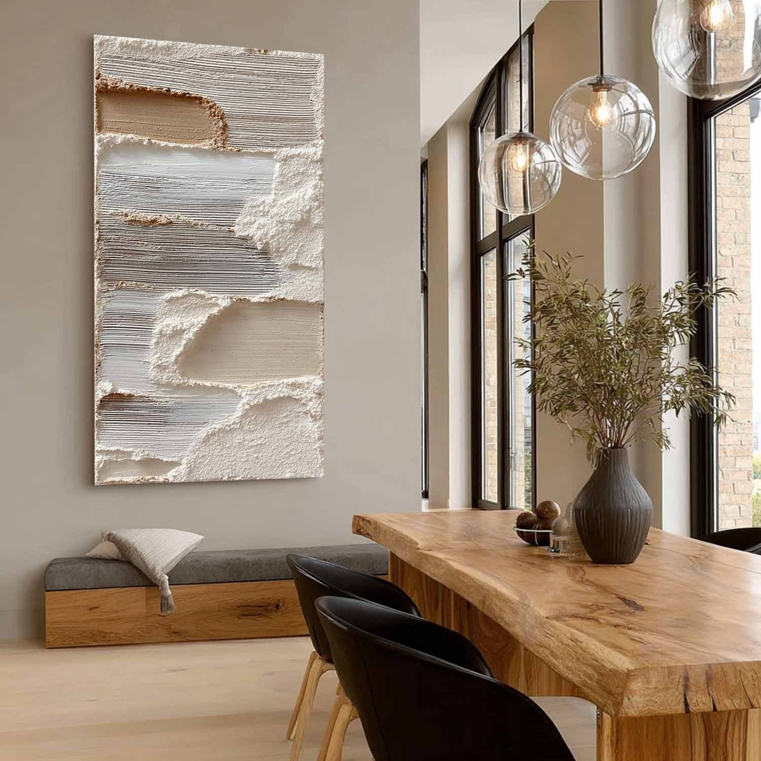 Wall Art Neutral Abstract Layered Impasto - Neutralighting