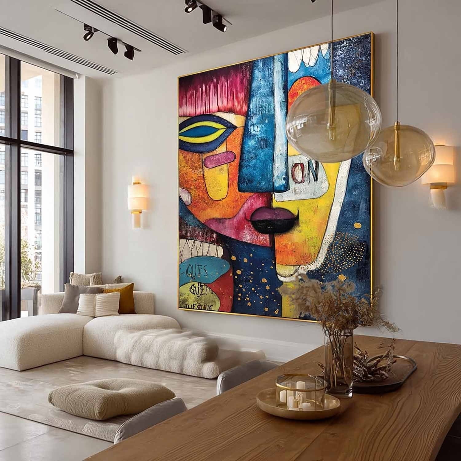 Wall Art Cubist Face Abstract Colorful - Neutralighting