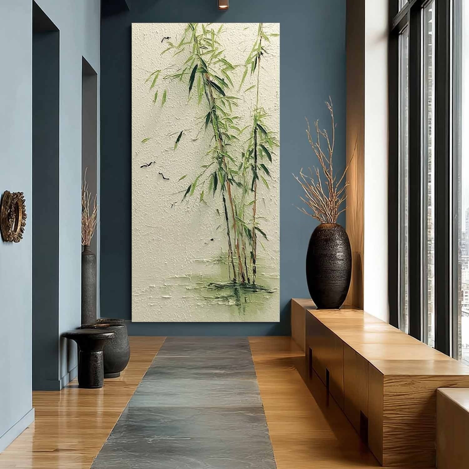 Oriental Weeping Bamboo 3D Impasto Painting - Neutralighting