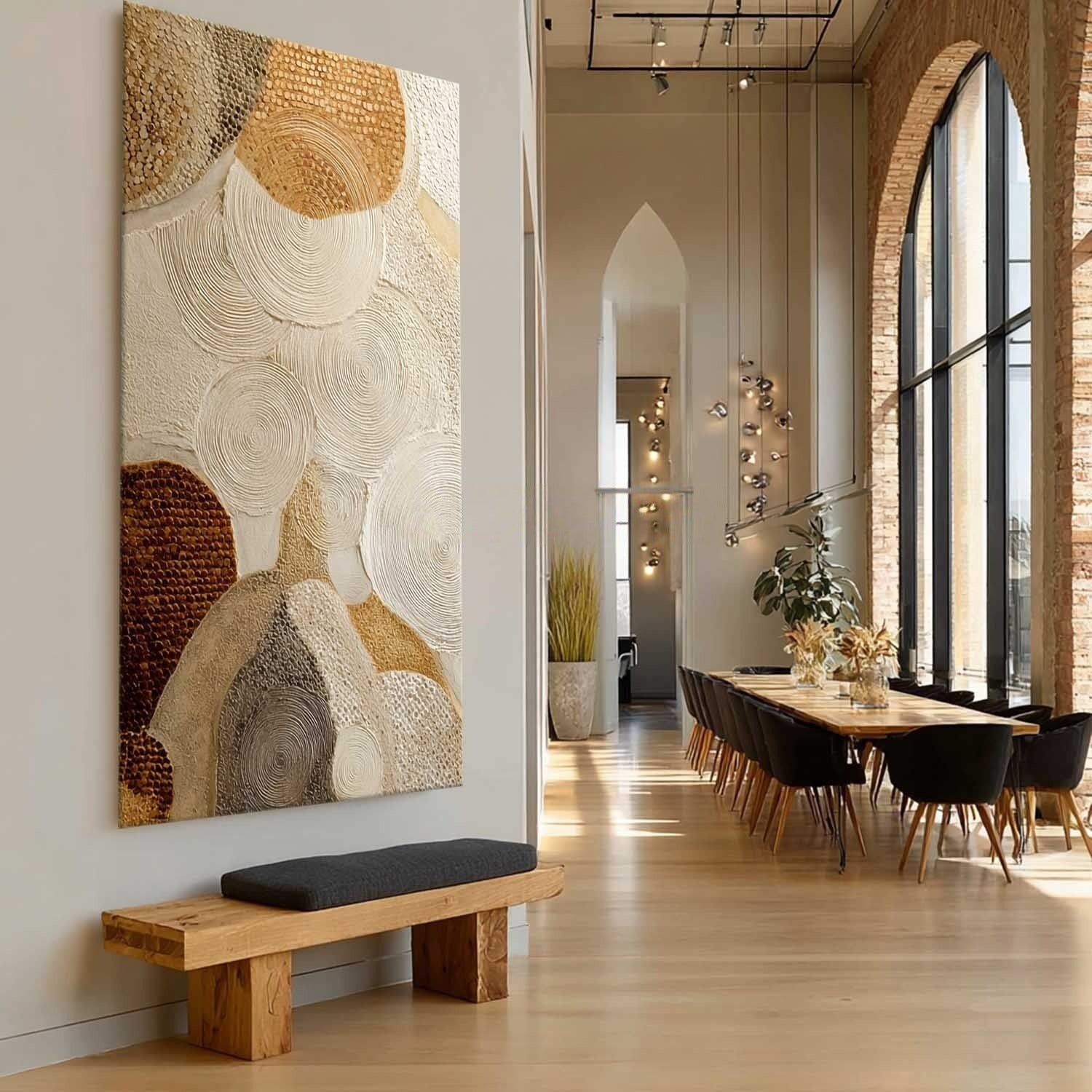 Wall Art Circular Texture Bohemian Painting Warm - Neutralighting