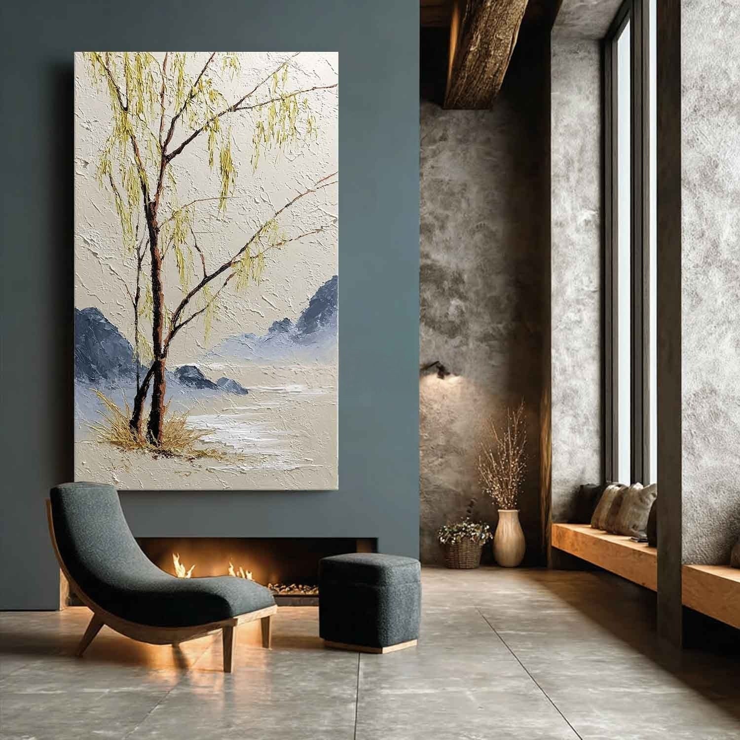 Oriental Weeping Willow 3D Impasto Painting - Neutralighting