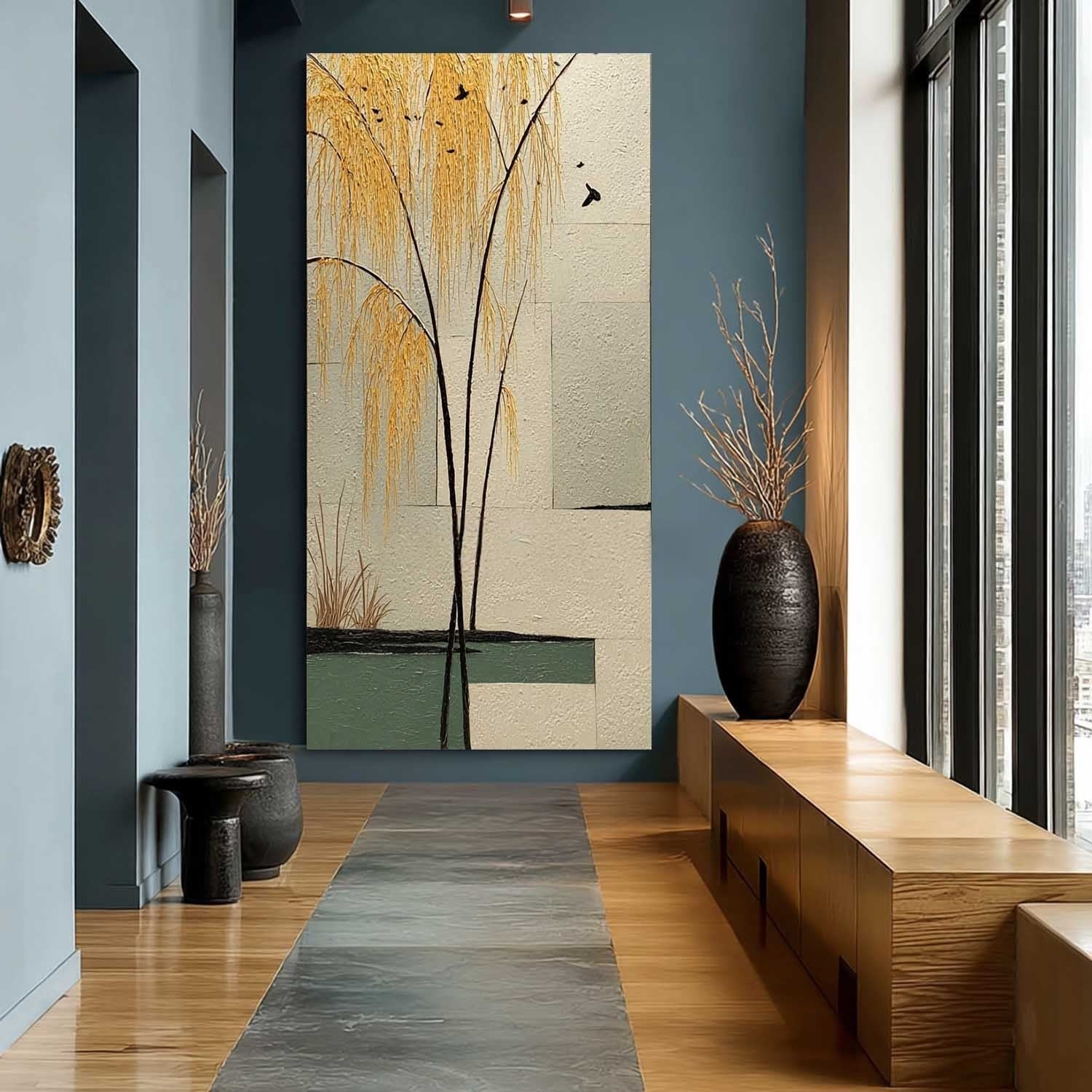 Wall Art Golden Willow Minimalist Oriental - Neutralighting