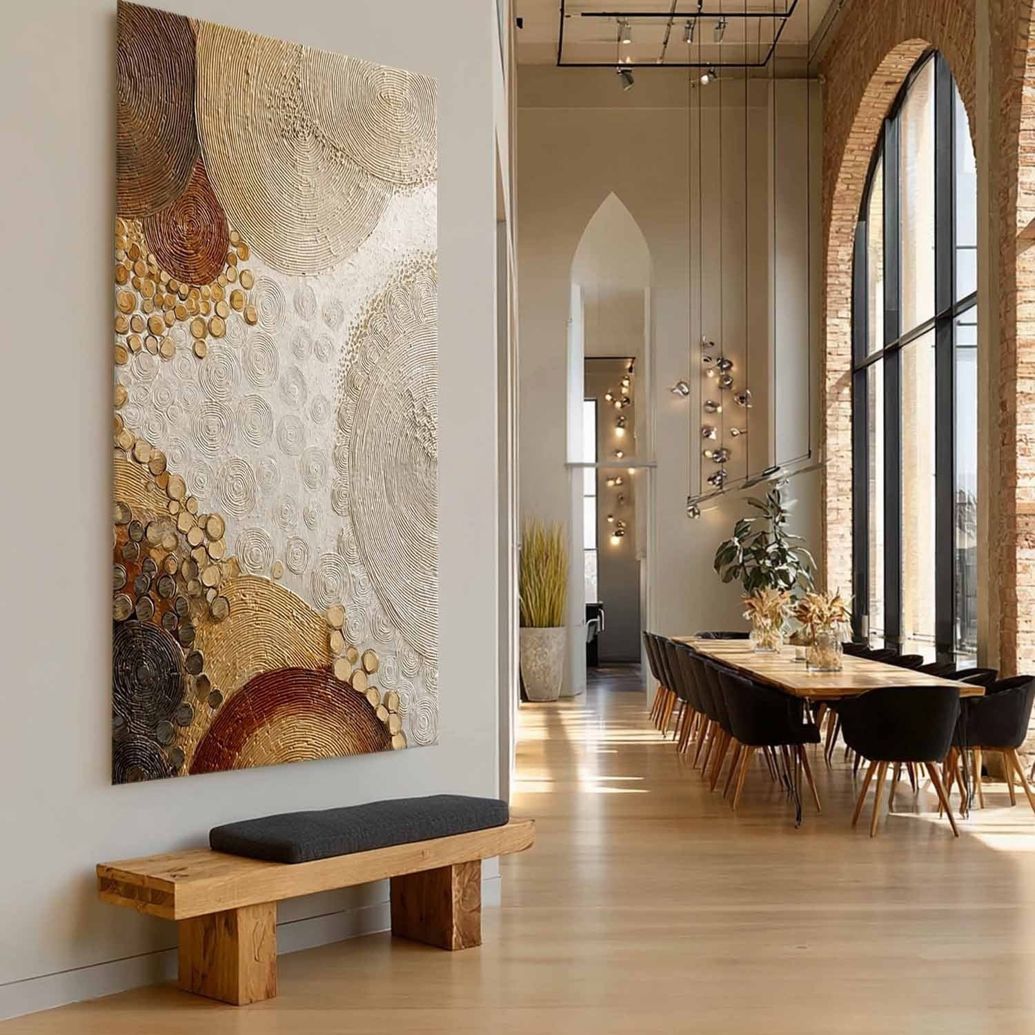 Wall Art Raised Dot Circle Texture Bohemian - Neutralighting