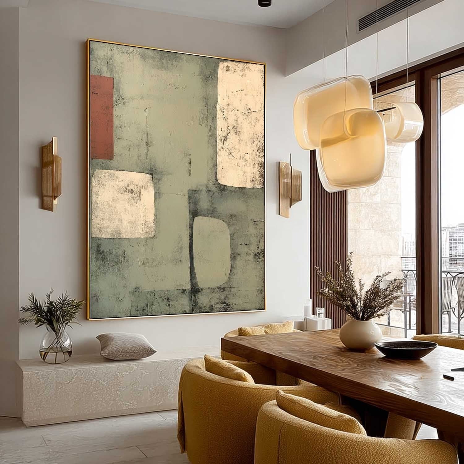 Wall Art Minimalist Geometric Sage Terracotta - Neutralighting