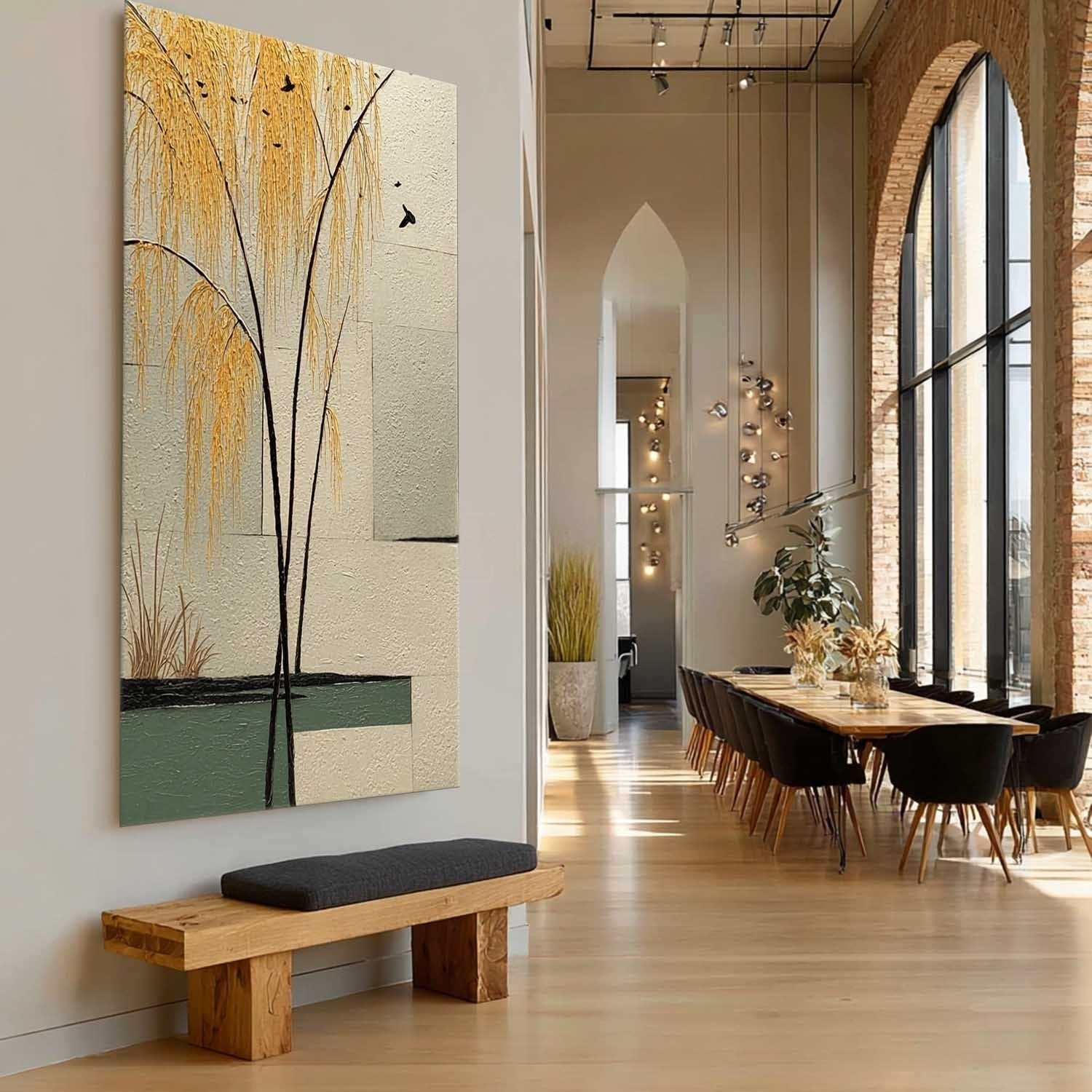 Wall Art Golden Willow Minimalist Oriental - Neutralighting