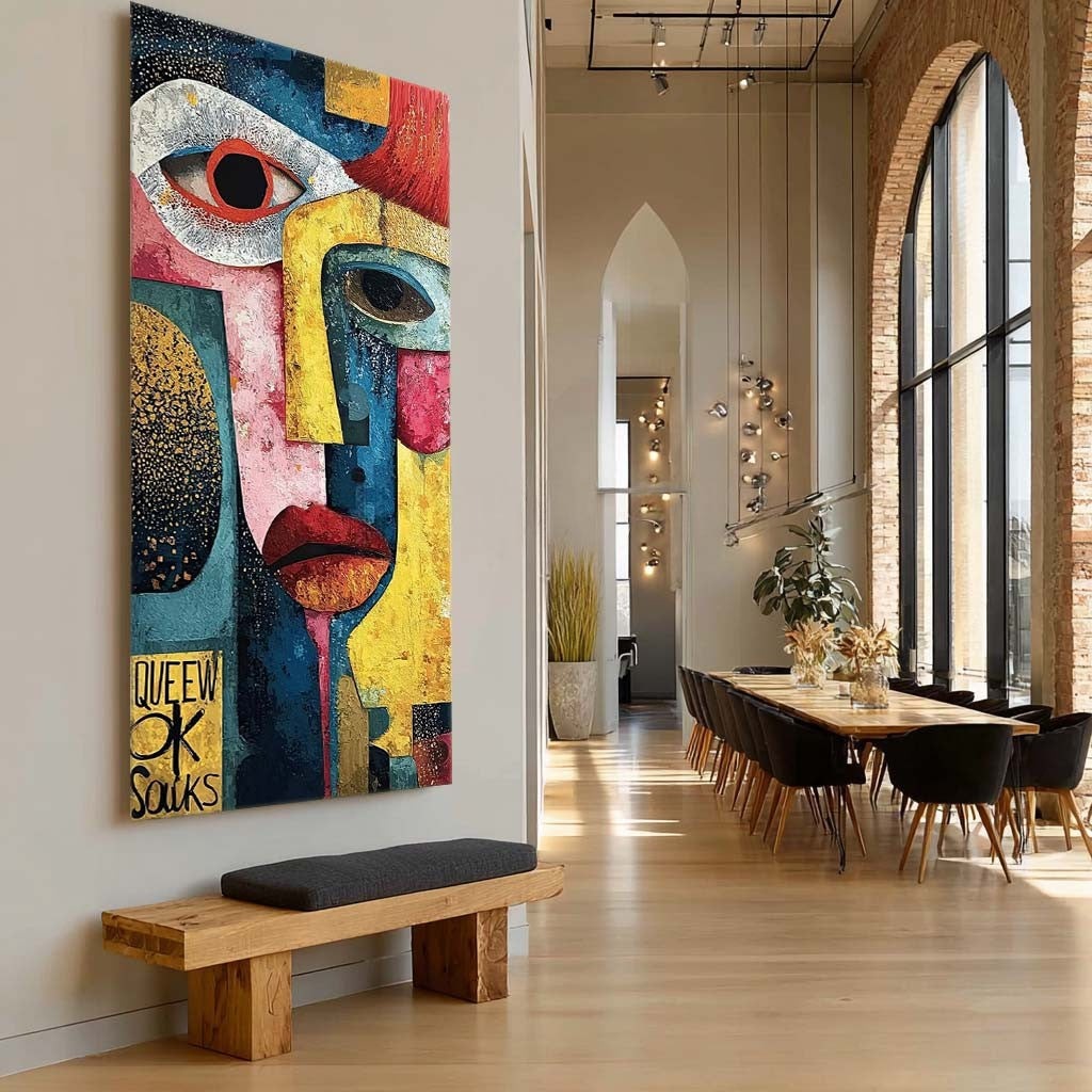 Cubist Abstract Dual Faces Painting - Neutralighting