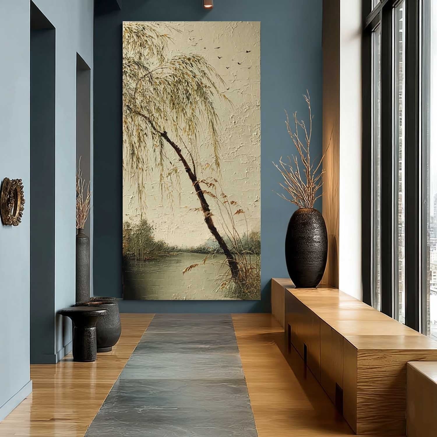 Serene Willow the Lake 3D Impasto Painting - Neutralighting
