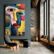 Cubist Abstract Dual Faces Painting - Neutralighting