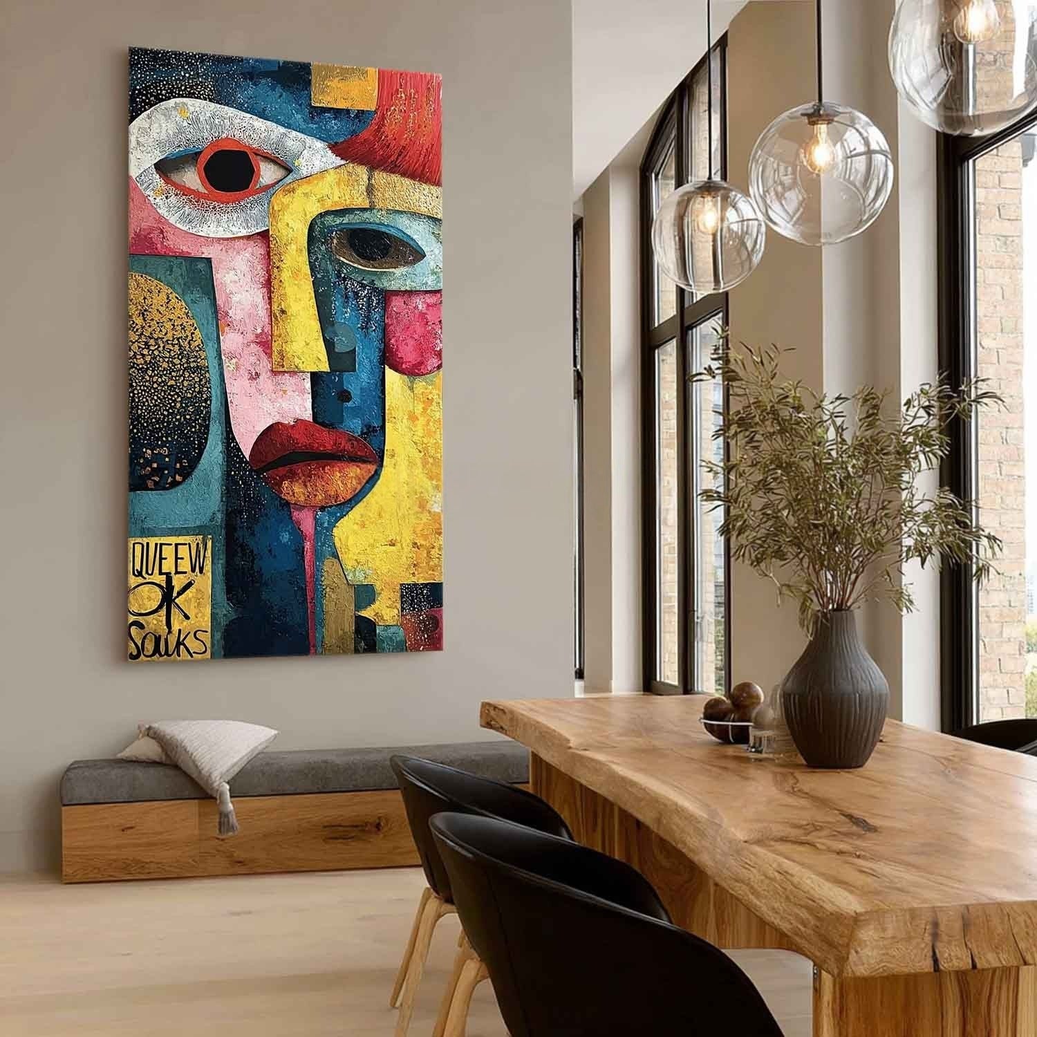 Cubist Abstract Dual Faces Painting - Neutralighting