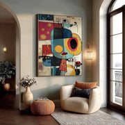 Wall Art Cubist Face Abstract Gold Oil Painting - Neutralighting