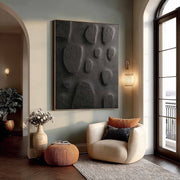 Black Minimalist Organic Texture Painting - Neutralighting