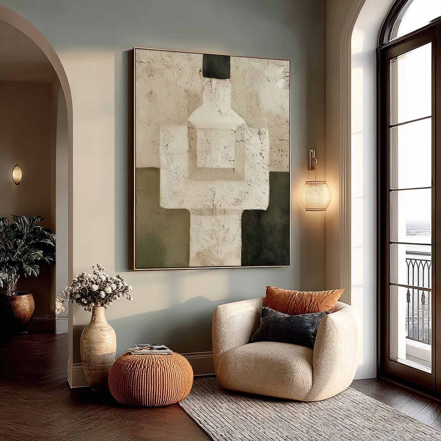 Wall Art 3D Geometric Abstract Neutral - Neutralighting