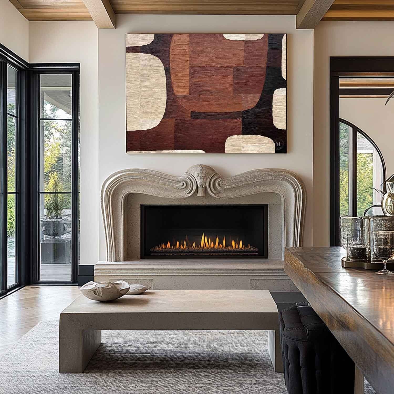 Wall Art Geometric Wood Grain Brown Beige - Neutralighting