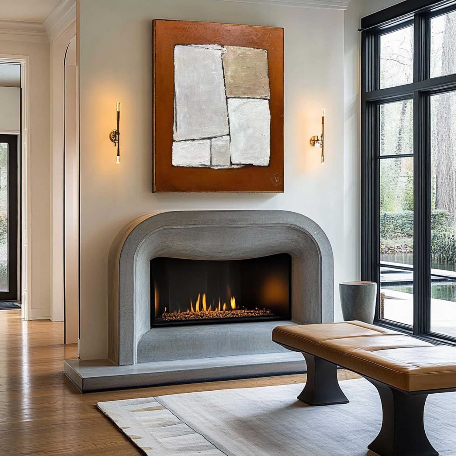 Wall Art Minimalist Geometric Block Brown - Neutralighting