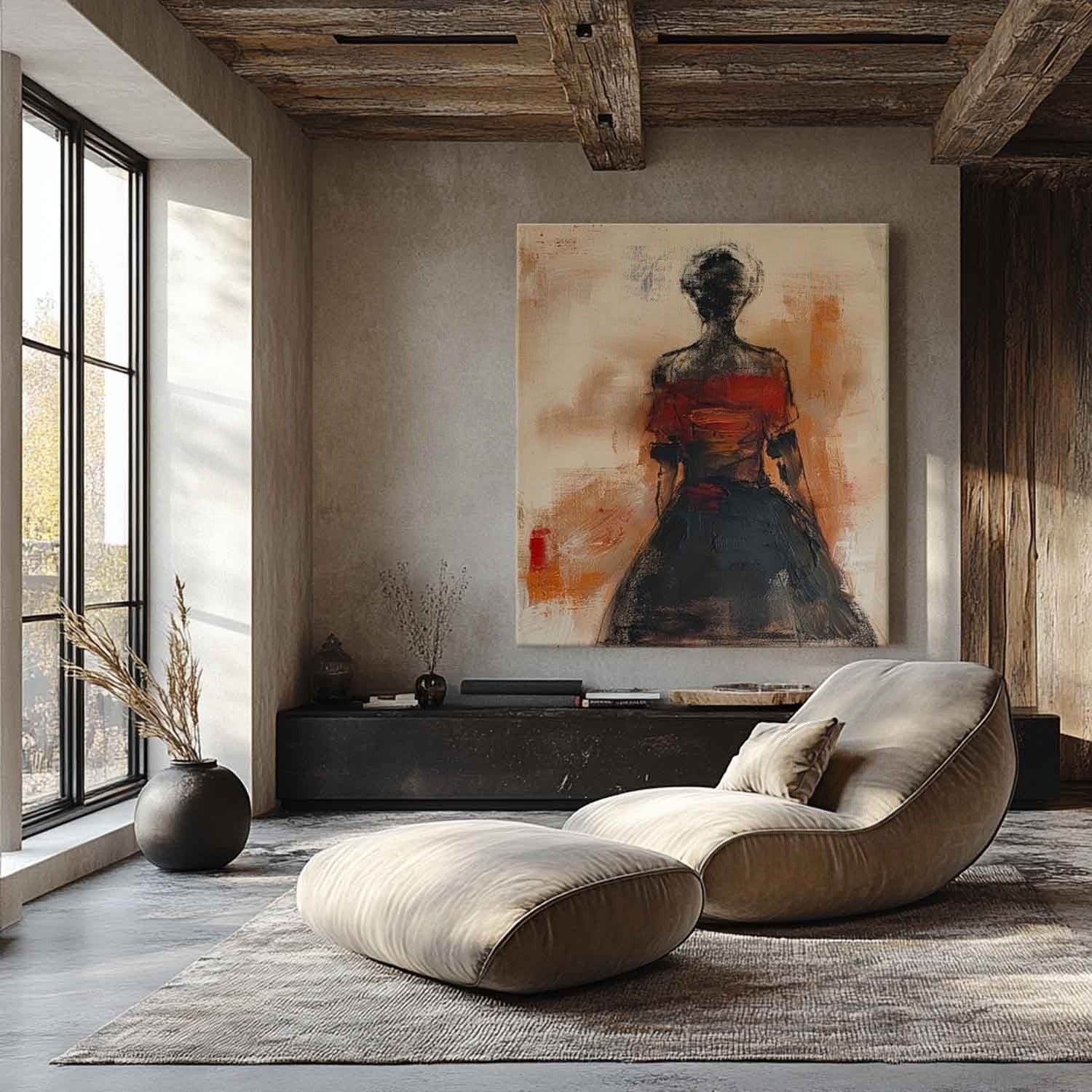 Wall Art Abstract Female Figure Red - Neutralighting