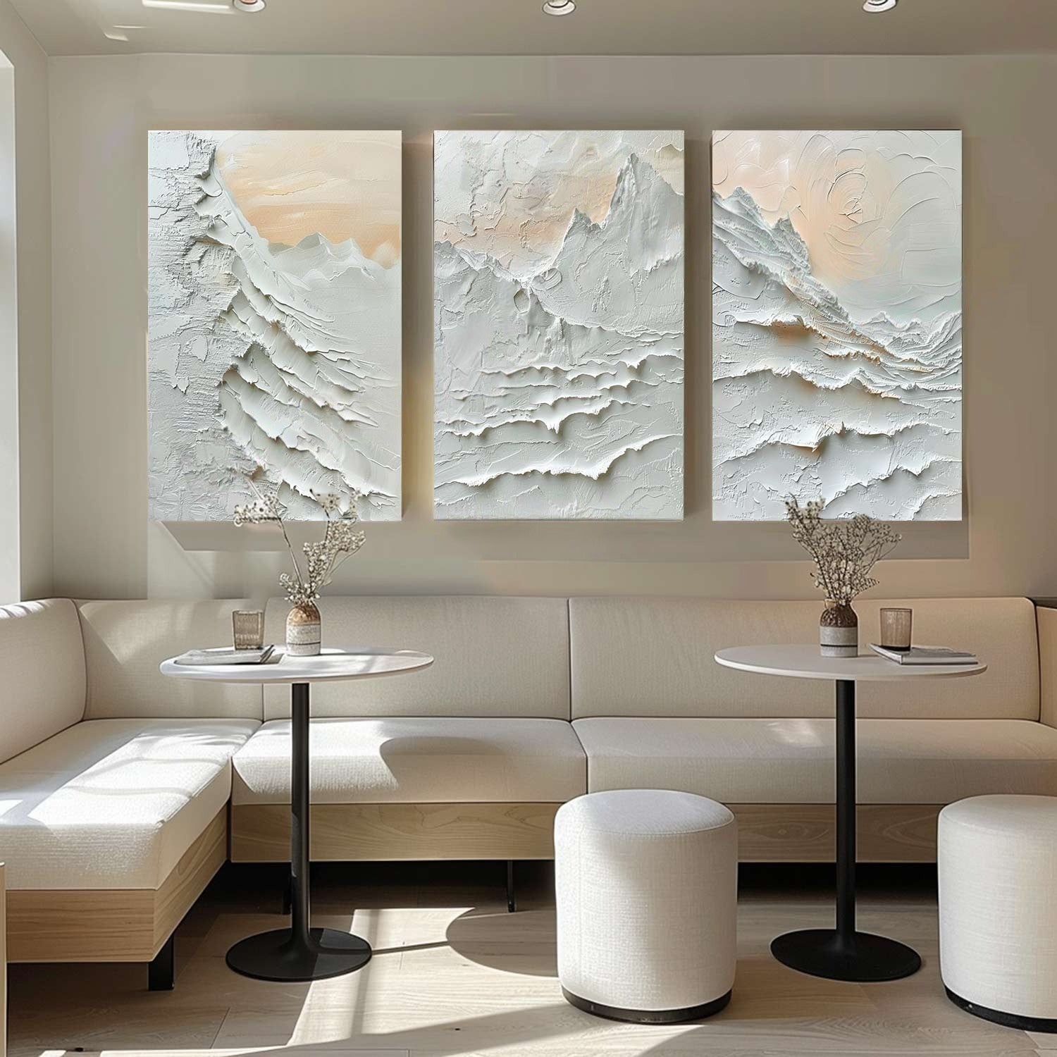 Wall Art Triptych Impasto Mountain Landscape - Neutralighting