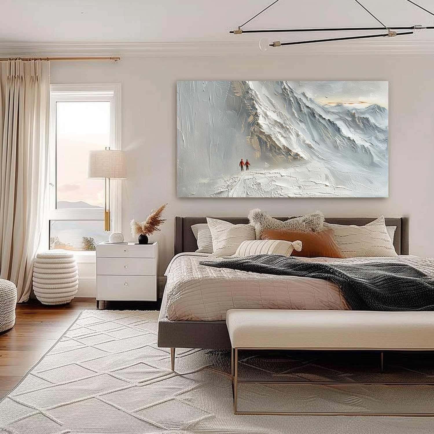 Wall Art Palette Knife Textured Mountain - Neutralighting