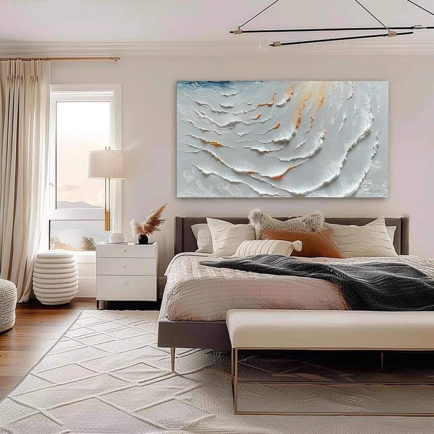 Wall Art Serene Abstract Ocean Wave Canvas - Neutralighting