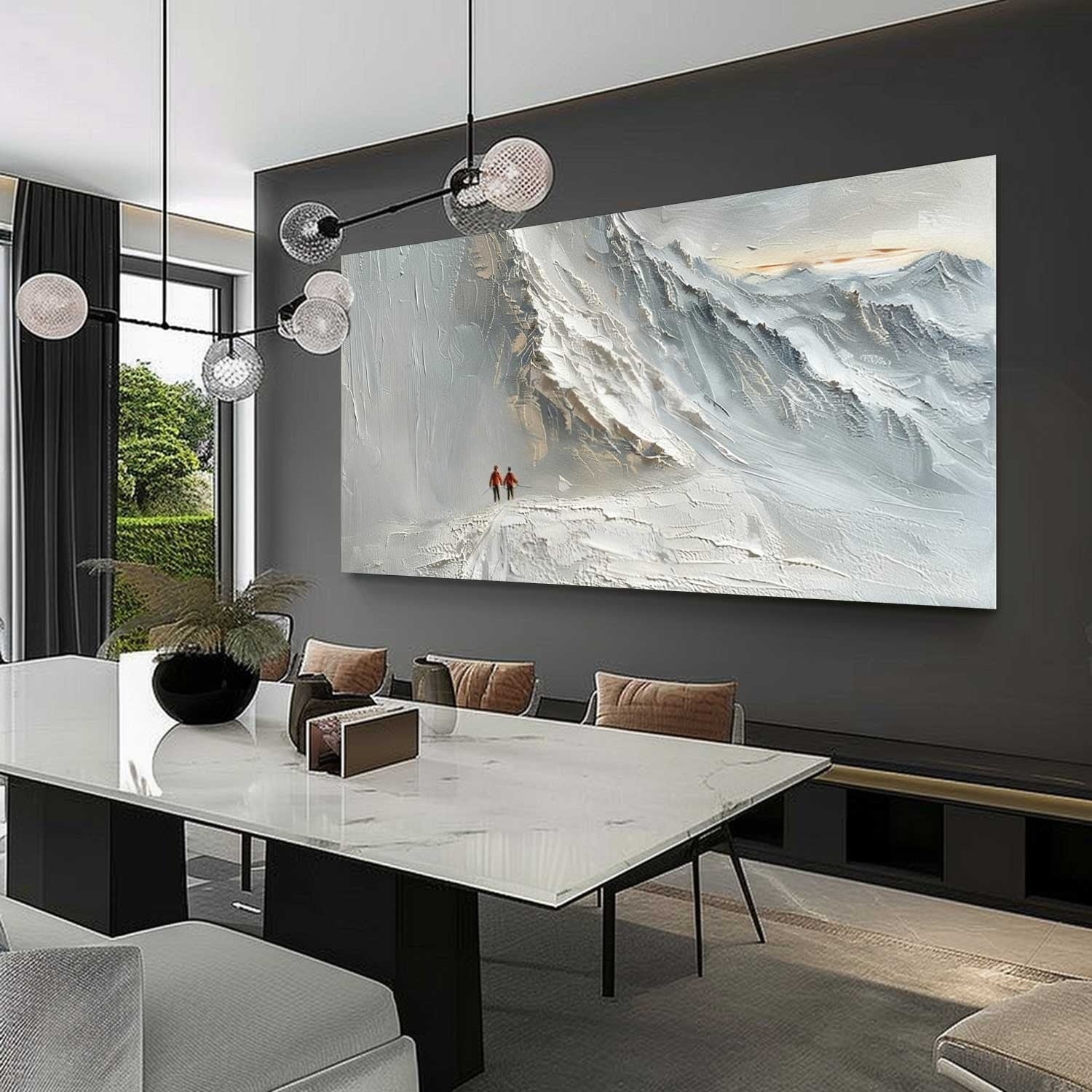 Wall Art Palette Knife Textured Mountain - Neutralighting