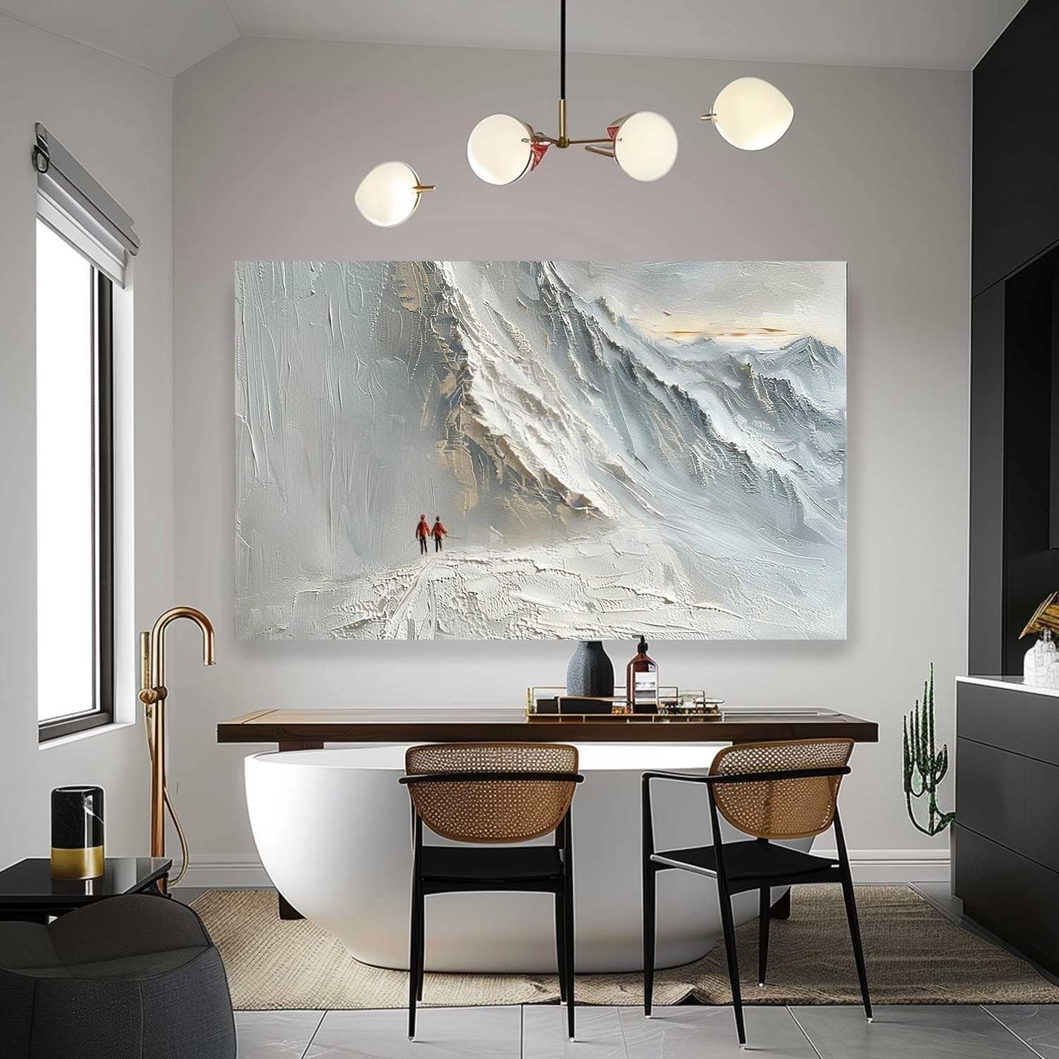 Wall Art Palette Knife Textured Mountain - Neutralighting