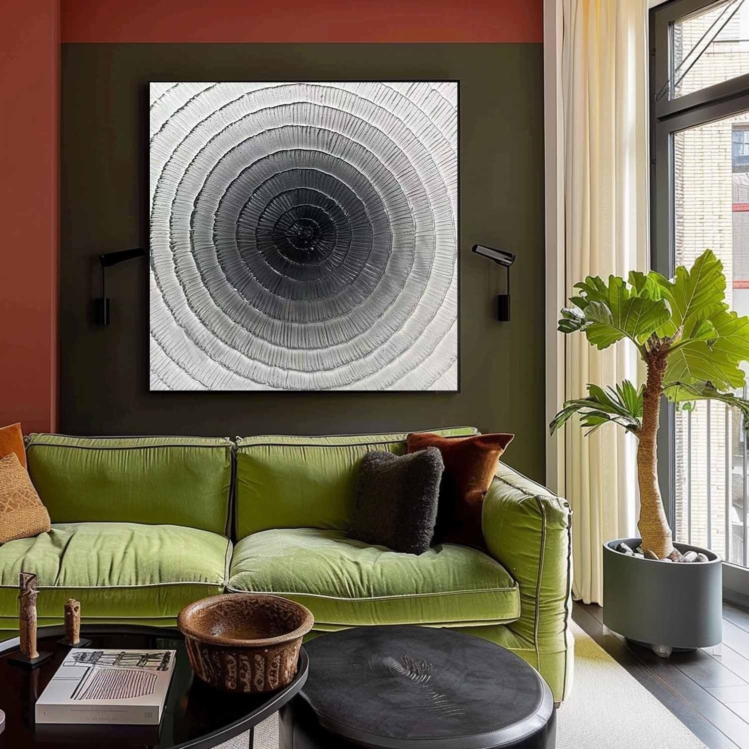 Wall Art Square 3D Concentric Circle - Neutralighting