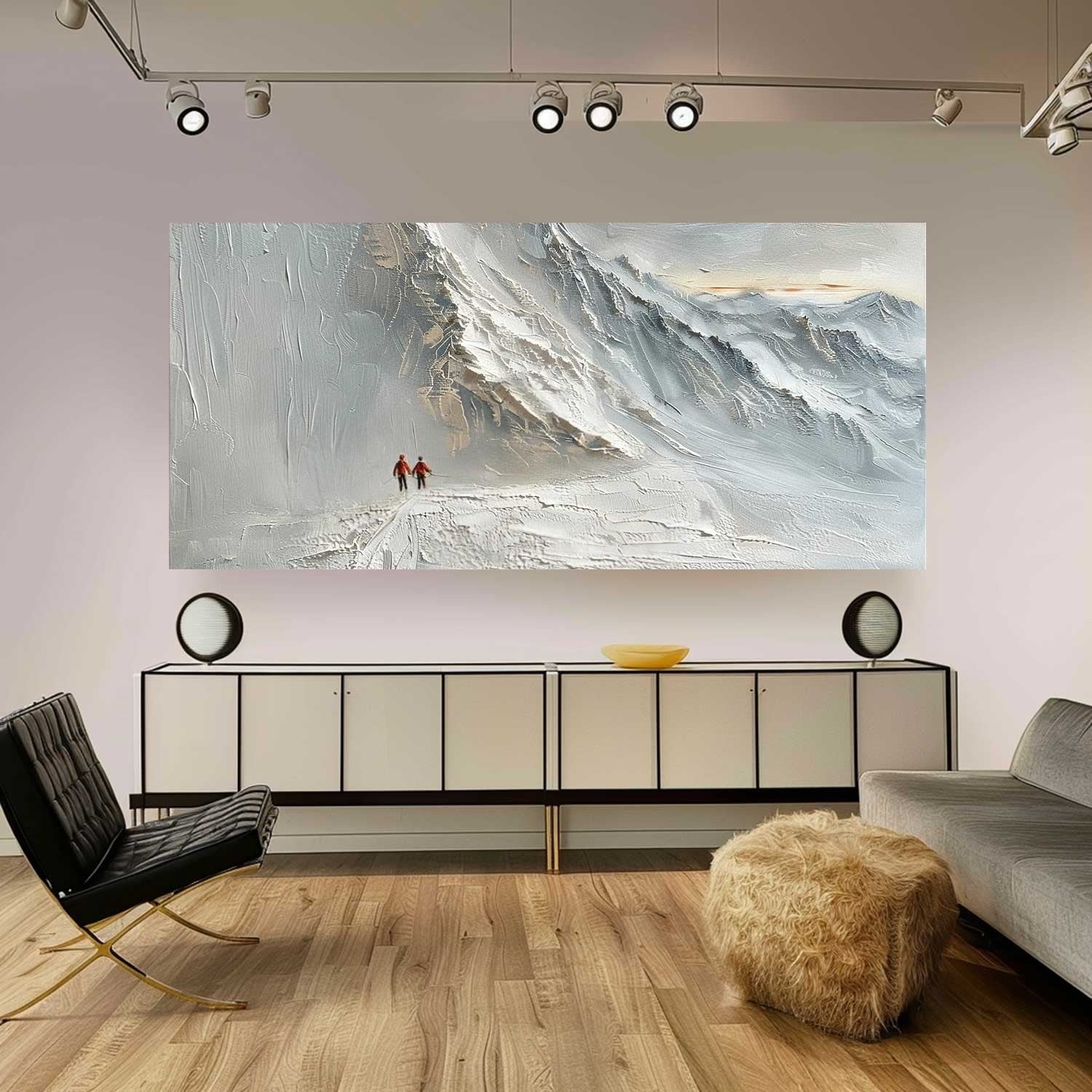 Wall Art Palette Knife Textured Mountain - Neutralighting