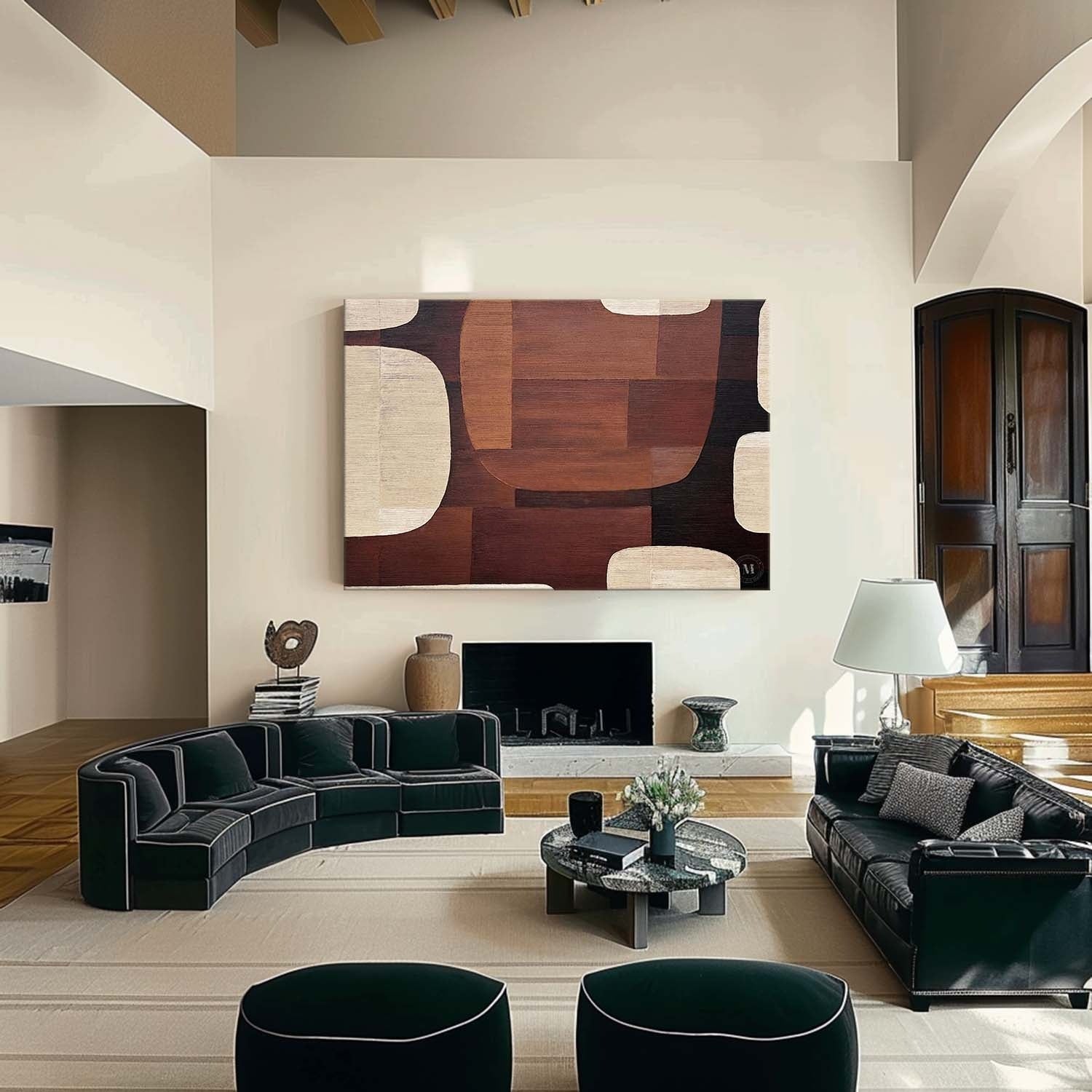 Wall Art Geometric Wood Grain Brown Beige - Neutralighting